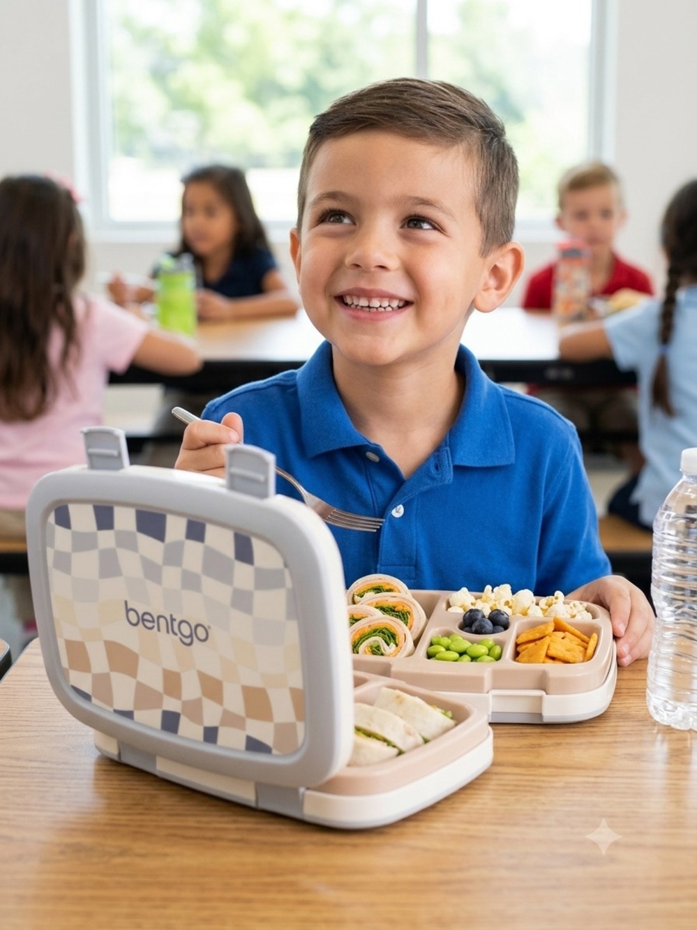 bentgo Kids Durable Leak-Proof Children's Lunch Box - Beige/Gray